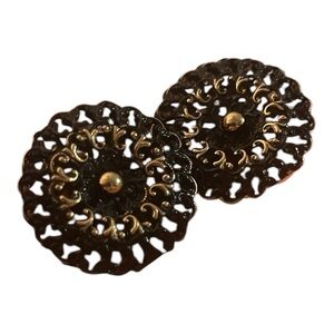Vintage Avon gold and black filigree clip on earrings